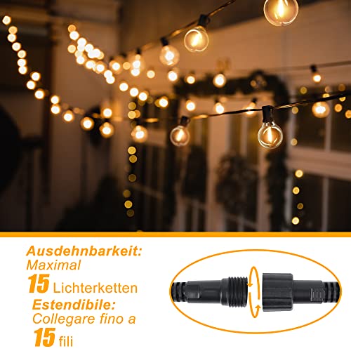 NIIU Catena Luminosa LED per Esterni - 100FT con 50 ST38 Lampadine, Luci da  Esterno 30M, Illuminazione Giardino, Decorazioni Per Festa, Matrimonio