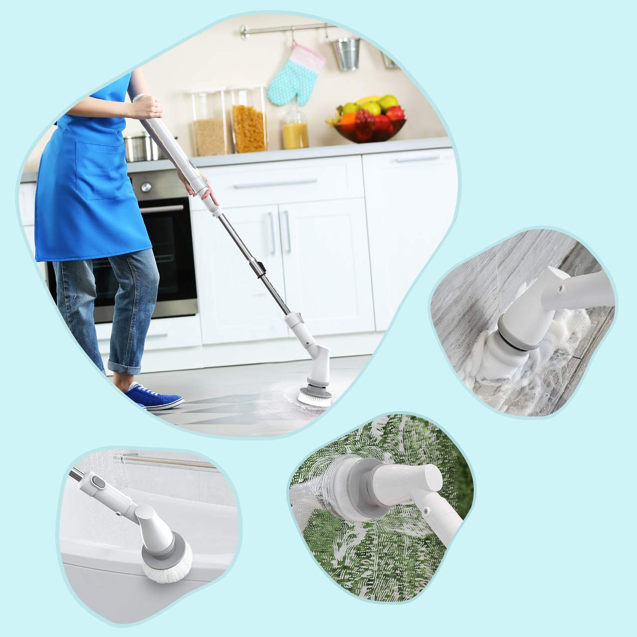 Spazzola per pulizia elettrica per uso domestico scrubber rotante