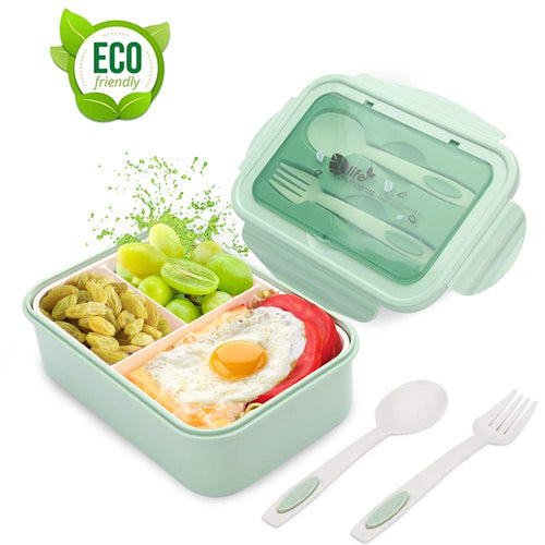 LAKIND Lunch Box, Porta Pranzo, 1400ml Kids Bento Box con 3 Scomparti e Verde - Ilgrandebazar