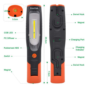 ENUOTEK Lampada da Lavoro Torcia Ispezione a LED COB 4W Cavo USB, nero - Ilgrandebazar