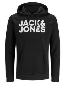 JACK & JONES Jjecorp Logo Sweat Hood Noos Cappuccio, Nero (Black Detail:Reg... - Ilgrandebazar