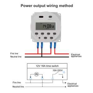 Neoteck Temporizzatore Interruttore del Rele' DC/AC 12V 16A LCD Digitale...