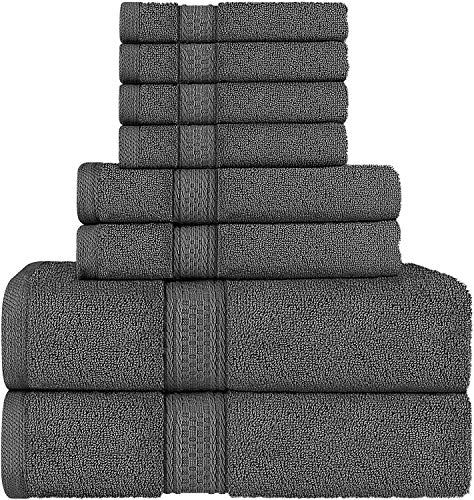 Utopia Towels - Set di asciugamani a 8 pezzi; 2 da bagno, Grigio - Ilgrandebazar