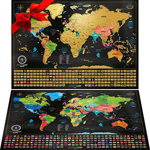 Due Mappe Da Grattare: Mappa Del Mondo Grattare Con Bandiere (61x43 Cm –