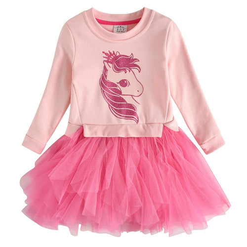 VIKITA Vestito Cotone Stampa Principessa Tulle Tutu Festa di 5-6 anni, Lh4660 - Ilgrandebazar