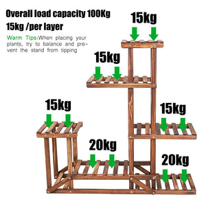 Malayas Scaffale Porta-fiori 6 Ripiani Legno Fioriera Verticale a Marrone - Ilgrandebazar