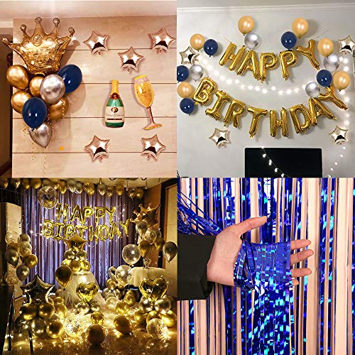 Set Di Palloncini Blu Per Il 30° Compleanno, Sia Per Uomini Che Per Donne.  Viene Fornito Con Striscioni E Poster Di Buon Compleanno, Palloncini Blu  Navy, Palloncini Argento Metallizzato, Palloncini Glitter Argento