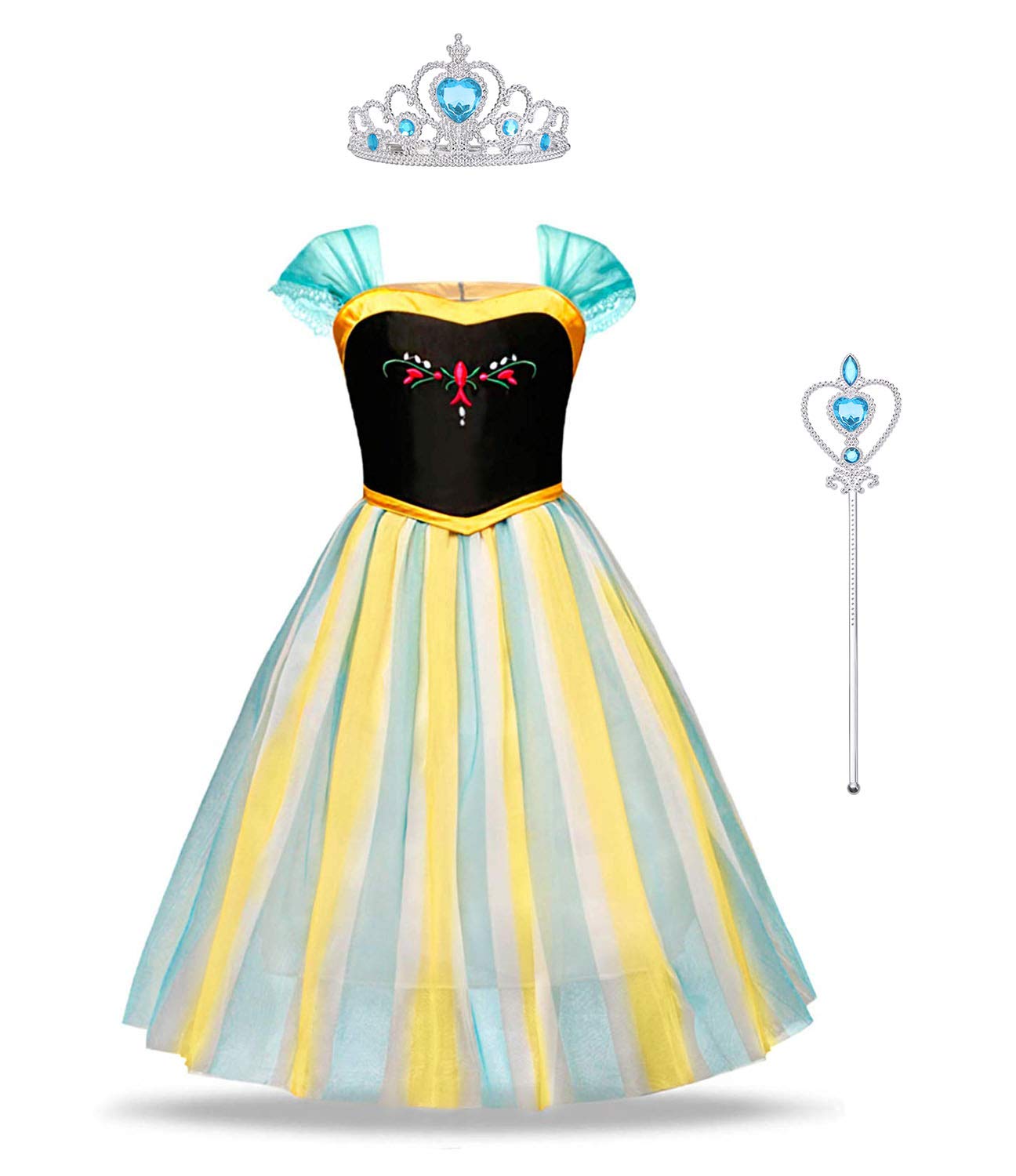 URAQT Elsa Frozen Costume, Set da Principessa Corona Bacchetta