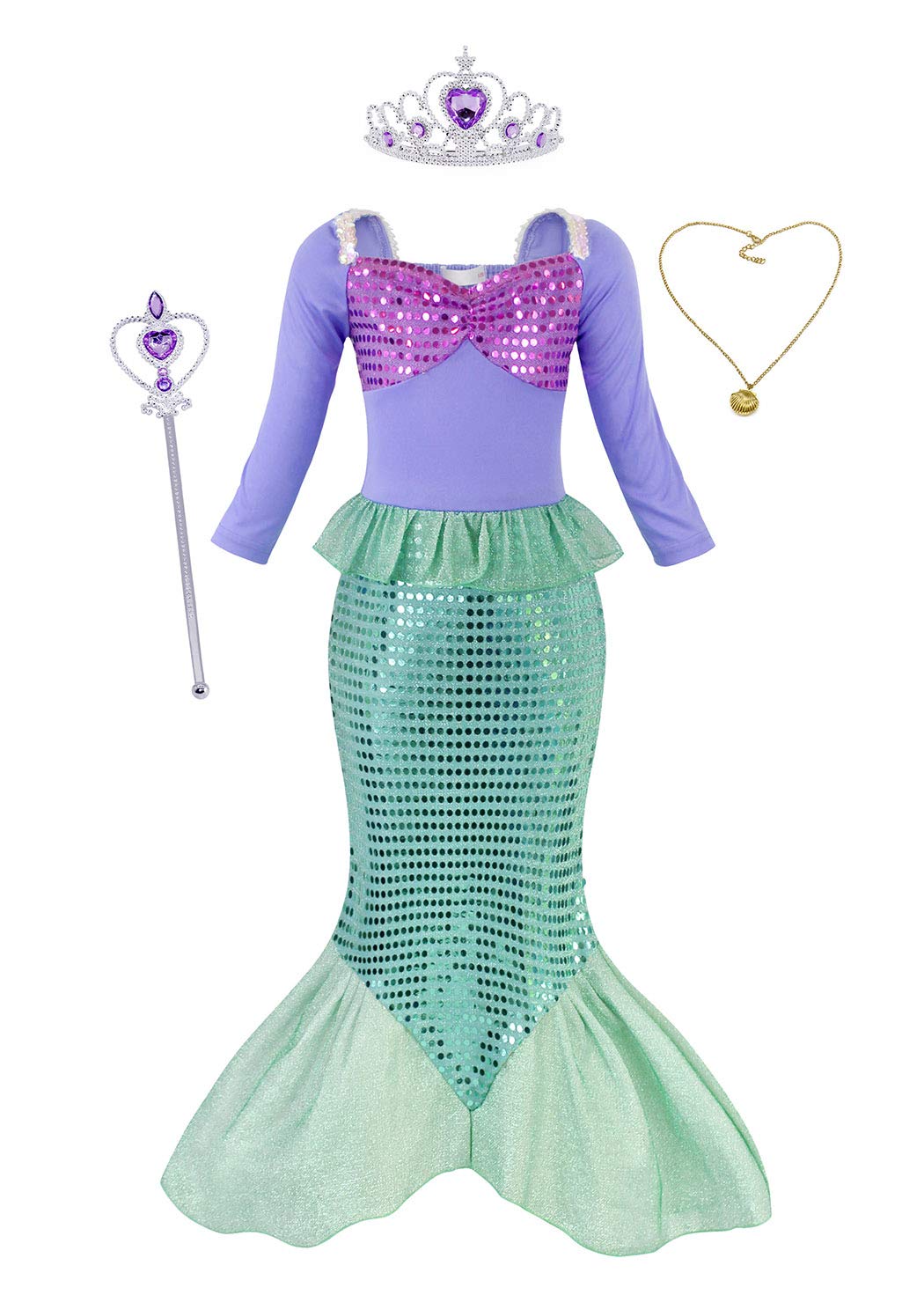 Sirenetta Ariel Principessa Vestito Ragazze Cosplay Costumi Per