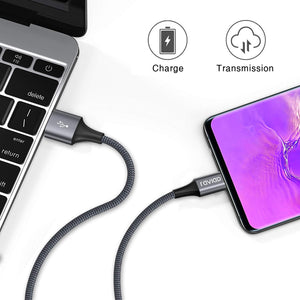 Cavo USB C, RAVIAD [4Pezzi, 0.5m 1m 2m 3m] Nylon 3m, Grigio - Ilgrandebazar