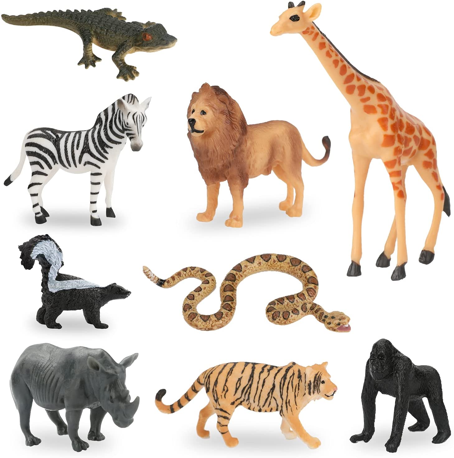 9 Pezzi Mini Giungla Giocattoli Set Achort Animali da Foresta Figure d –