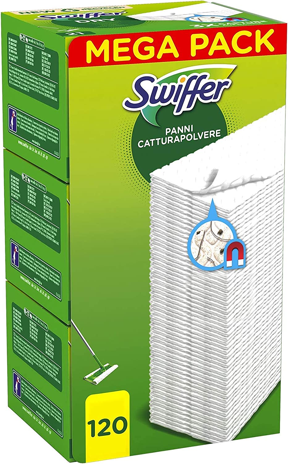 Swiffer Panni Catturapolvere Casa, 120 Panni Microfibra Dry, Panni