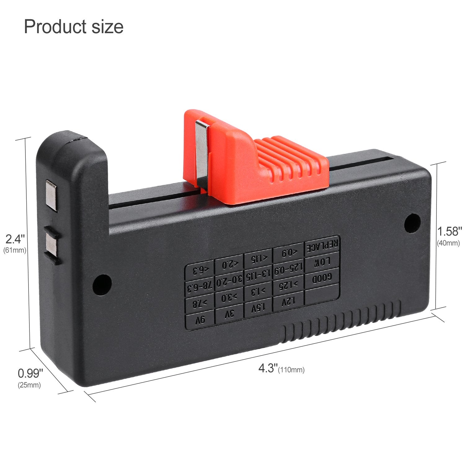 Tester per batterie tipo: AA / AAA / C / D / a 1,5 V - 9V e batterie a  bottone