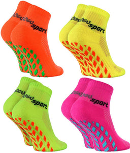 Rainbow Socks - Ragazza Ragazzo Neon Calze Sportive Antiscivolo - 2 paia -... - Ilgrandebazar