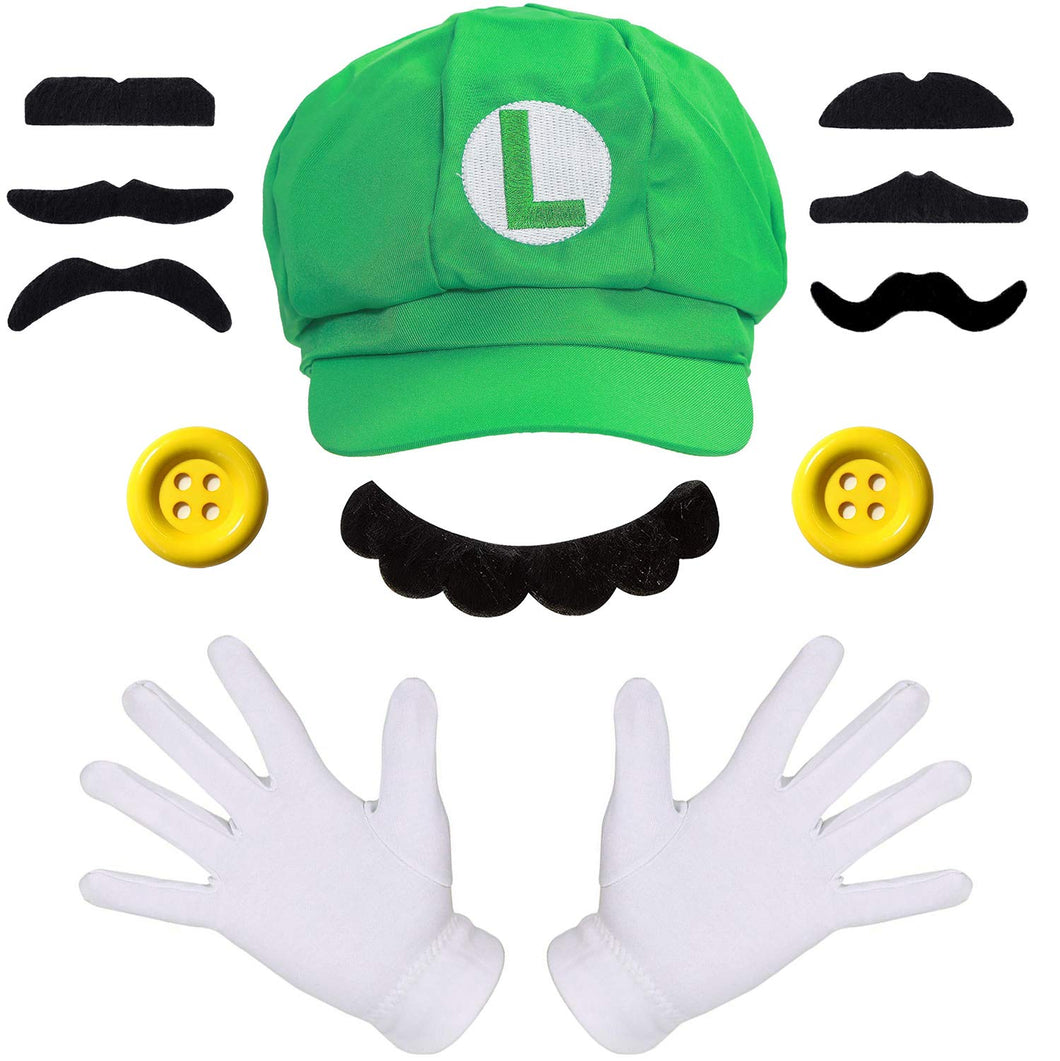 Costume Mario per bambini e adulti, Super Mario Costume con tuta Luigi  Cappello Barba, Costume da Carnevale per Halloween Cosplay per ragazzi e