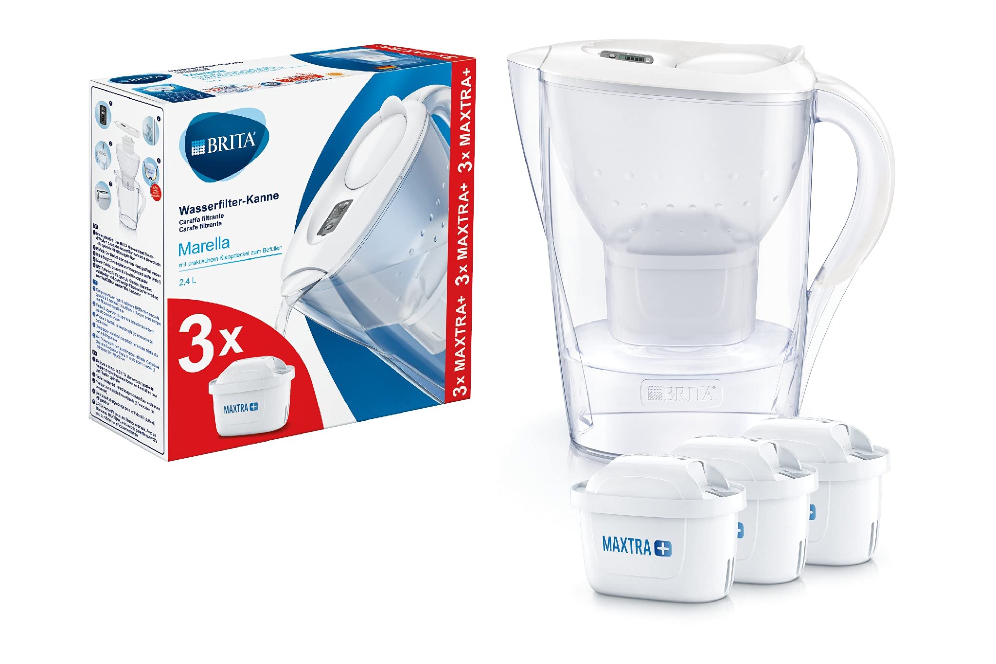 Brita Kit Marella con 3 filtri MAXTRA+ - Caraffa filtrante per