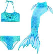 Carica l&#39;immagine nel visualizzatore di Gallery, PaisDola Ragazze Coda da Sirena per Nuotare Bambina Costume da Bagno Incluso 3Pcs Bikini e Fiore Garland Archetto