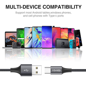 Cavo USB C, RAVIAD [4Pezzi, 0.5m 1m 2m 3m] Nylon 3m, Grigio - Ilgrandebazar