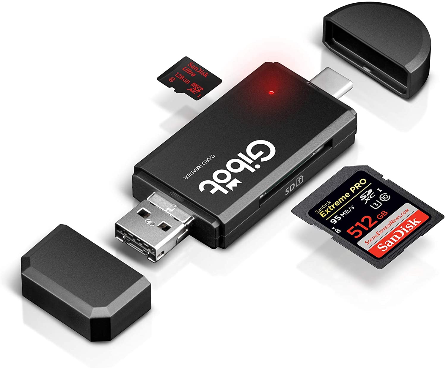 Gibot Lettore di Schede,3.0 USB Adattatore Micro SD di Tipo C Lettore –