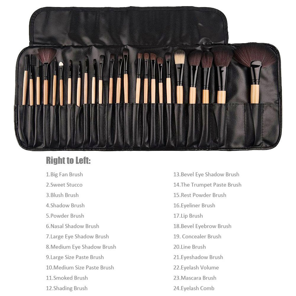 Pennelli Make Up,Cadrim 24 pezzi Set di pennelli professionali per trucco  trucchi,pennelli trucco con borsa : : Bellezza