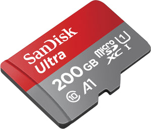 SanDisk Ultra Scheda di Memoria MicroSDXC da 200 GB e 200 GB, Rosso