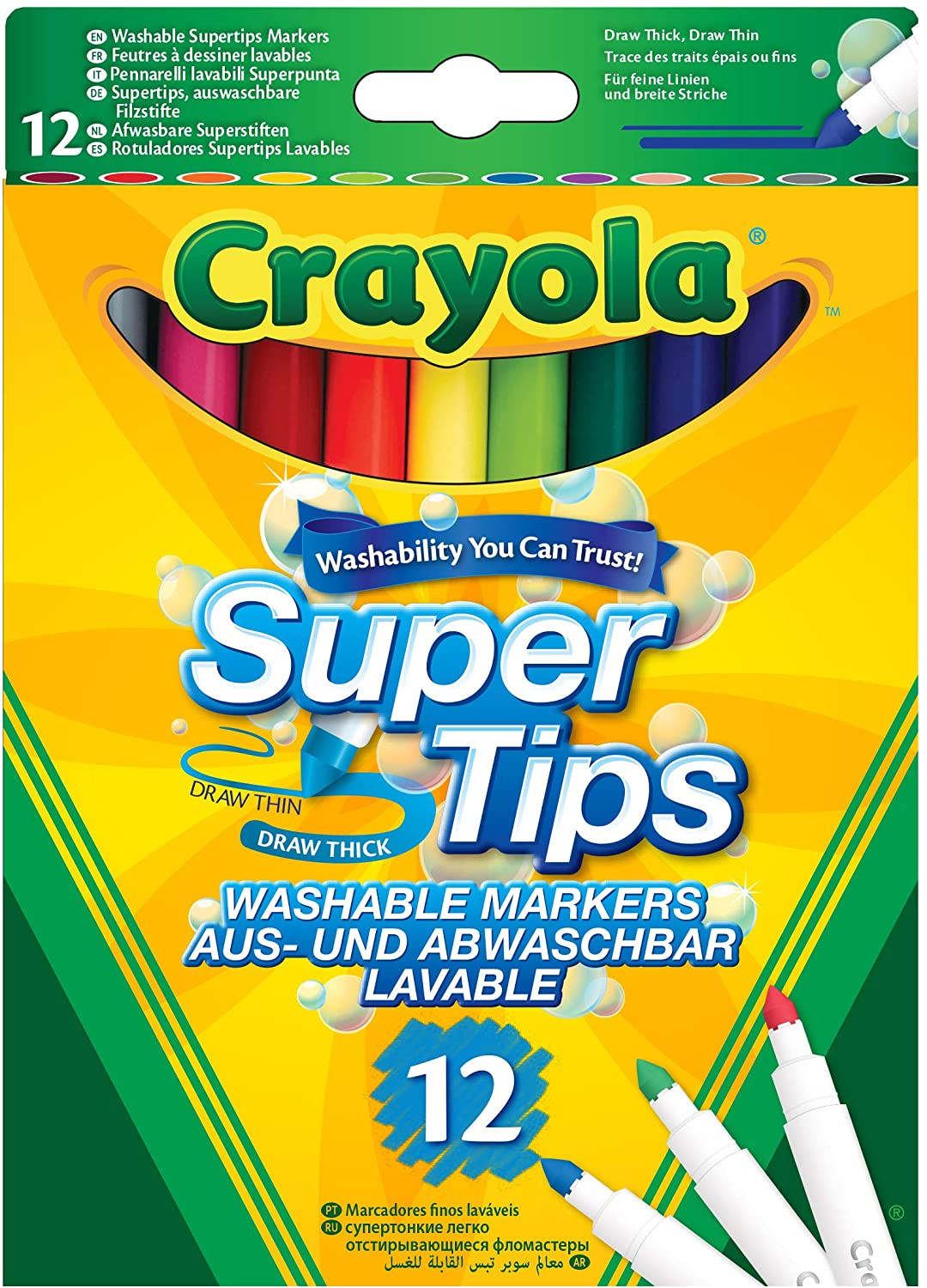 Crayola - Super Tips, Pennarelli Lavabili Punta Media, Confezione da 2 –
