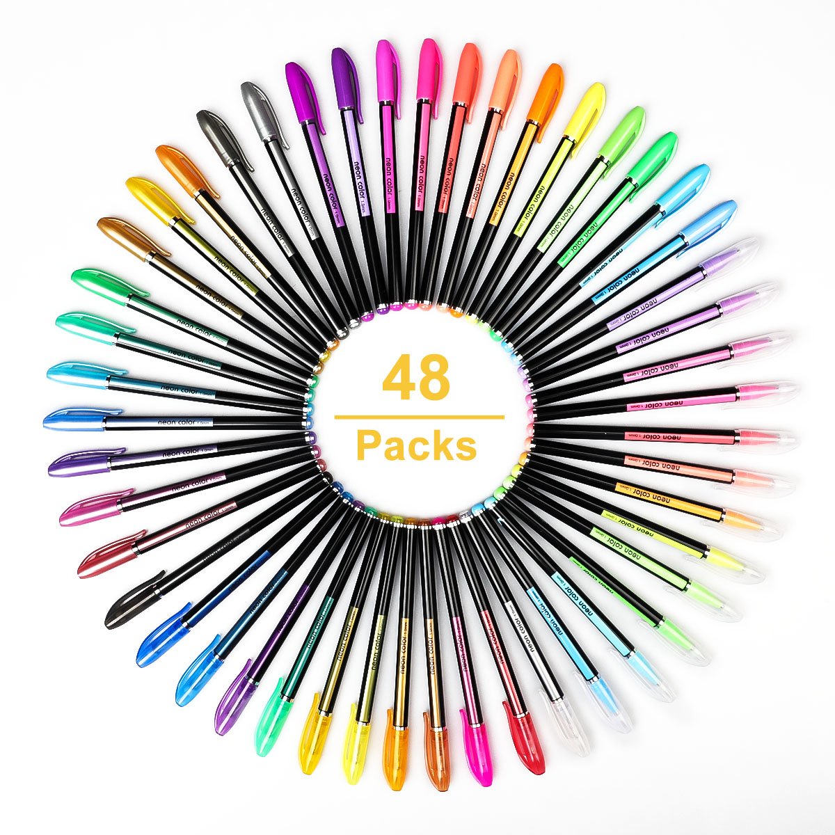 Colorya Set da 48 Penne Gel Colorate + Custodia - 31 Penne Glitterate e 17  Colori Metallici - Penna Glitter Colorate Perfette per Album da Disegno per