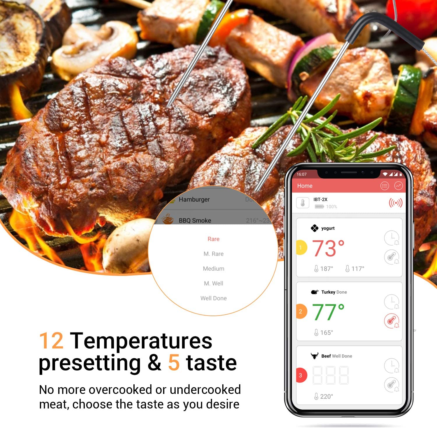 INKBIRD Wireless Meat Termometri Cucina Food Digitale Meat Termometro  Ricarica