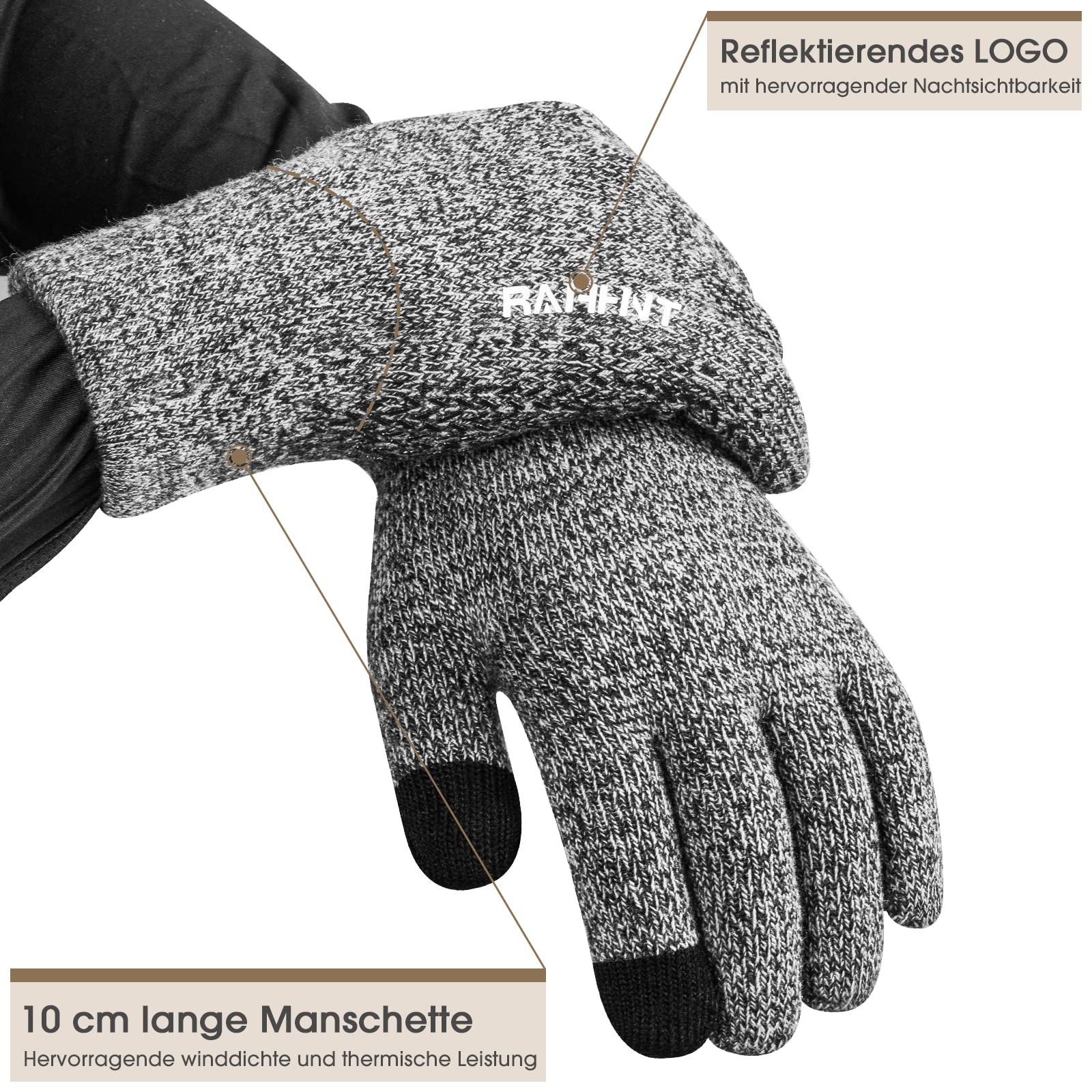 Acquista Guanti touch screen invernali da 1 paio, guanti lavorati