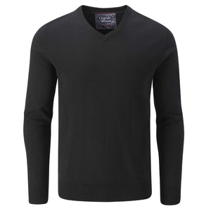 Charles Wilson Maglione Uomo Maglia Fine Scollo a V (Large, Charcoal (1119)) - Ilgrandebazar