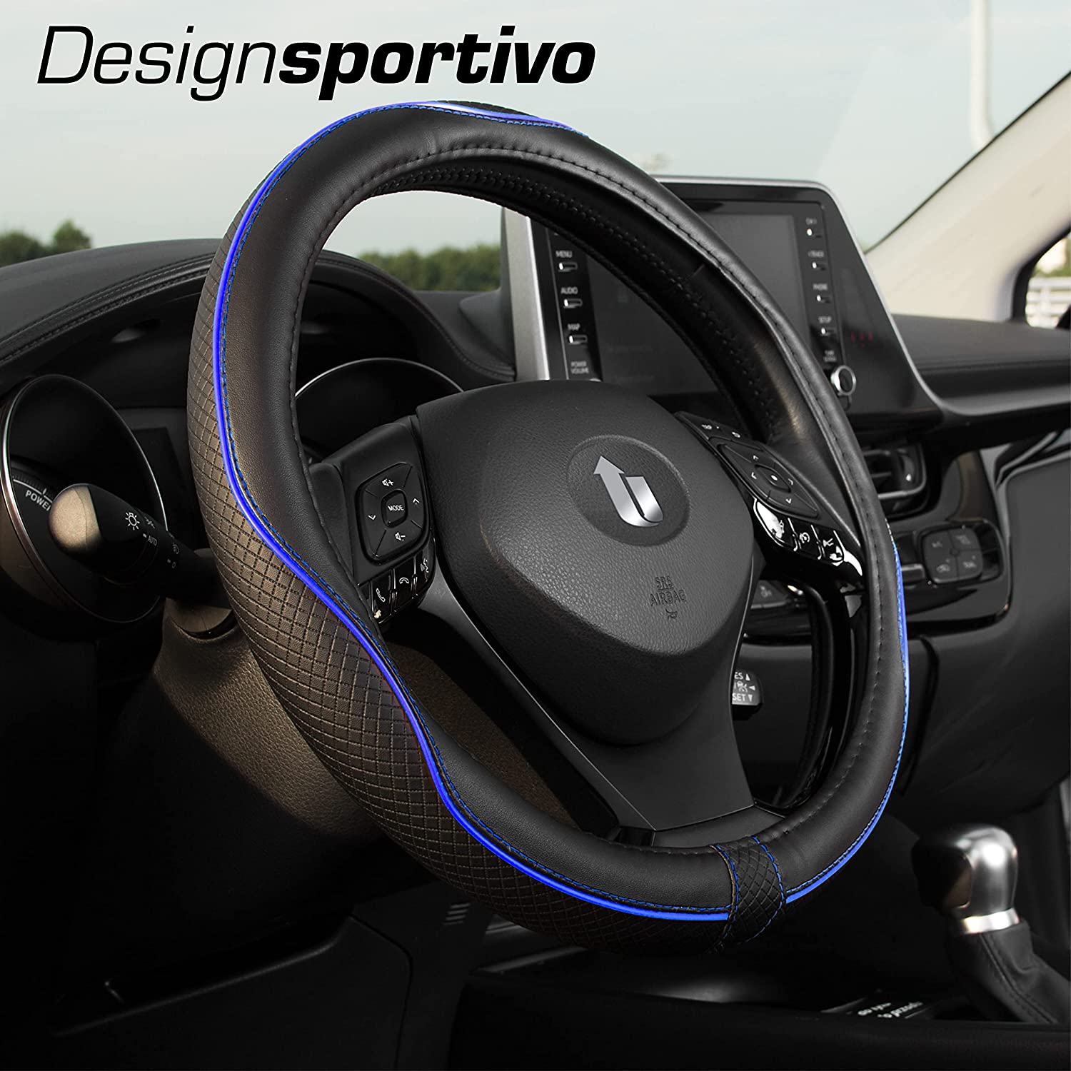 Upgrade4cars Coprivolante Auto Blu Alcantara Look, Copertura di Volante  Universale Diametro 37-39 cm, Accessori Auto Interno