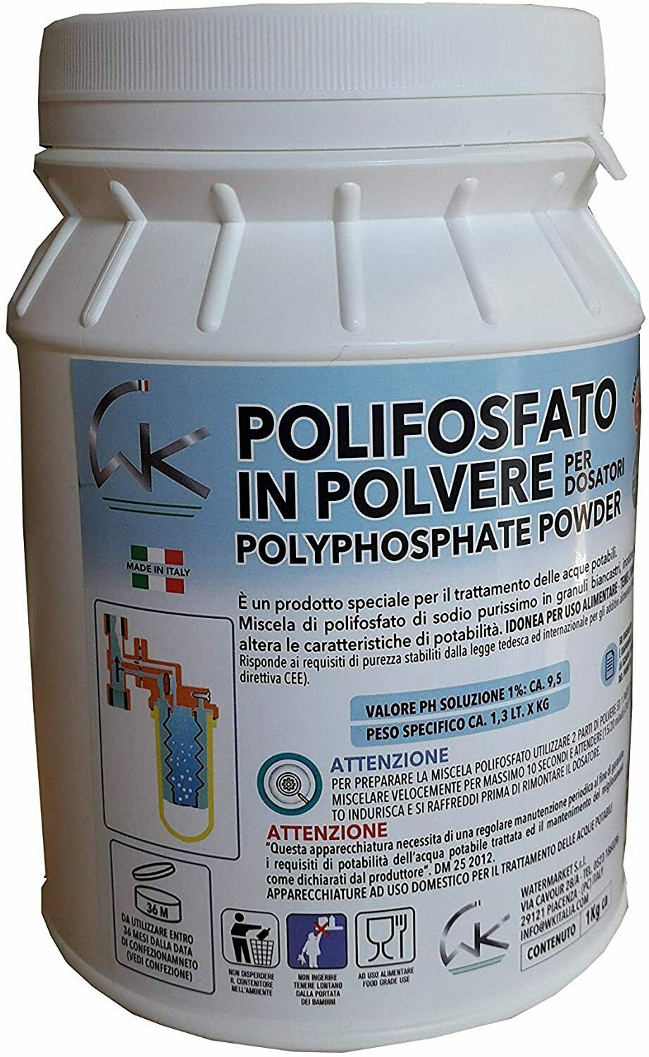 Barattolo di Polifosfato in polvere, Ricarica per dosatori, 1 Kg Solid –