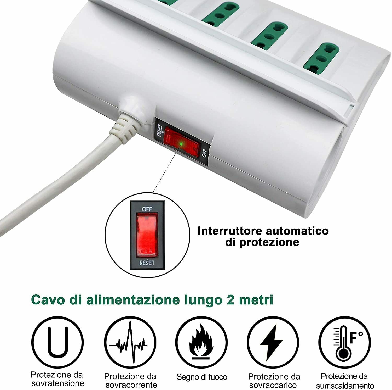 Multipresa da scrivania con protezione termica