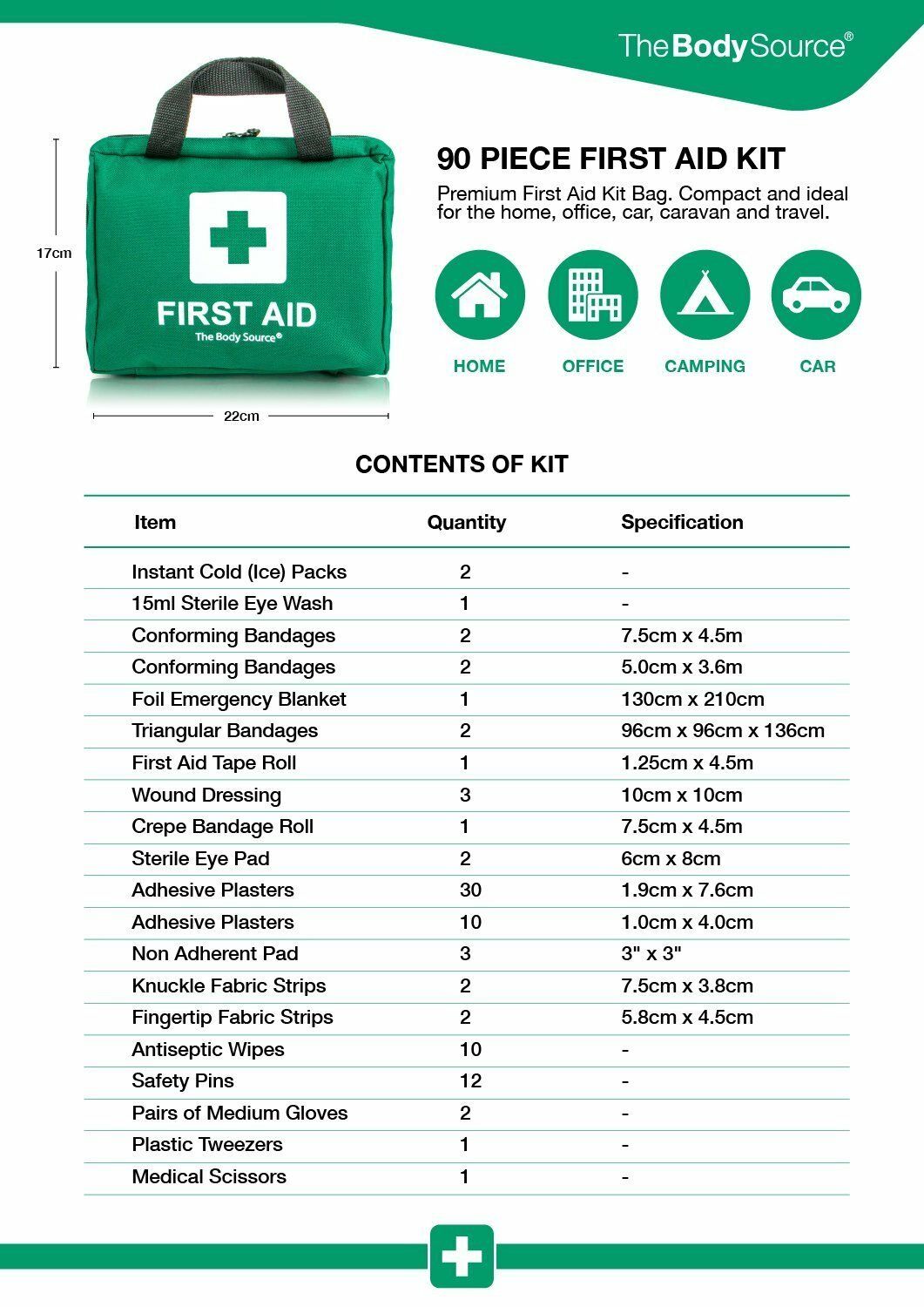 Kit di Primo Soccorso di 90 Pezzi con Ghiaccio Pronto Uso, Kit Lavaggio  oculare e Coperta d'emergenza per Casa, Auto, Campeggio e Ufficio… :  .it: Auto e Moto