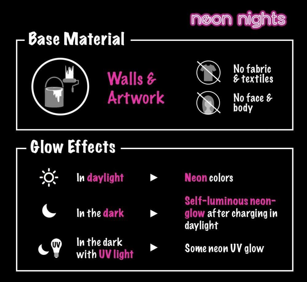 neon nights 8 x Vernice Fosforescente Si Illumina Al Buio Neon Colorat –