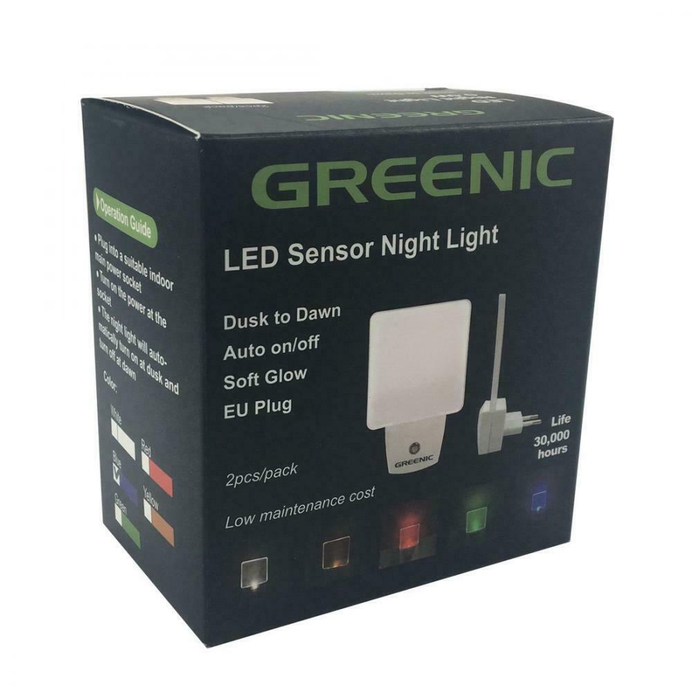 Greenic 2 Pezzi LED Luce Notturna da Presa con Sensore Crepuscolare –