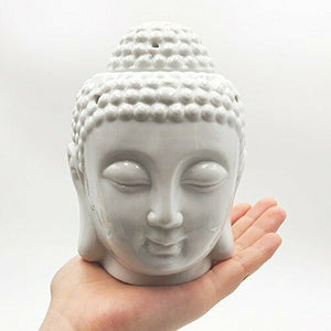 Moylor - Brucia-essenze a forma di testa Buddha, in ceramica White –